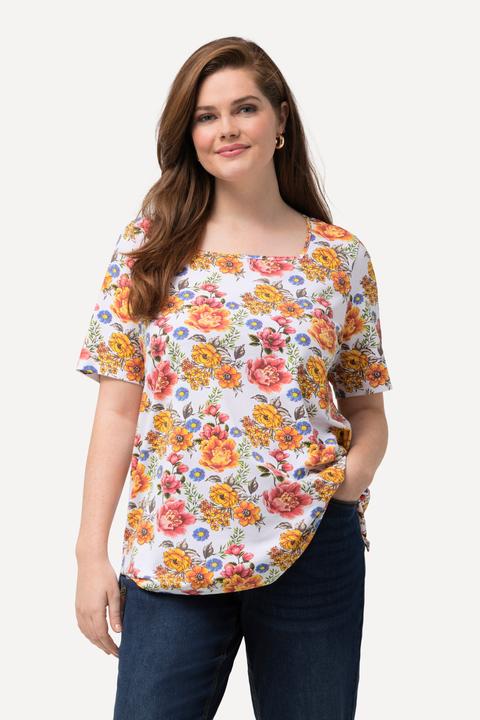 Produktbild Ulla Popken T-Shirt, Blüten, Carree-Ausschnitt, Halbarm (42, 44)