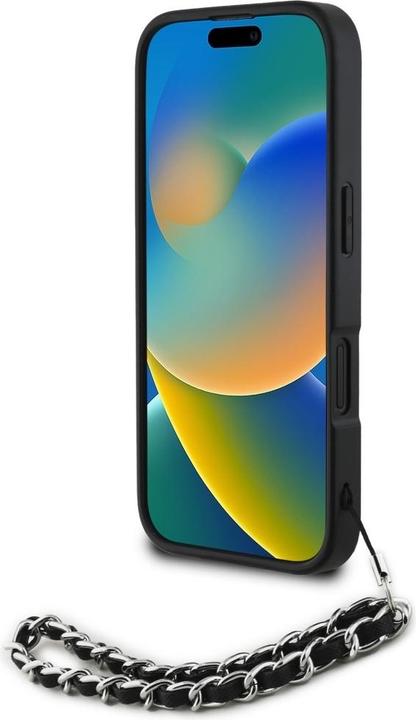 Produktbild Karl Lagerfeld Case Saffiano Crystals w/Chain for iPhone 16 black (Apple iPhone 16)