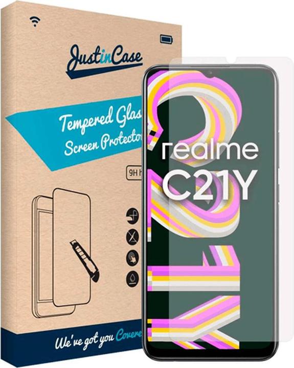 Actual product image Just in Case Tempered Glass Clear Screenprotector Realme C21Y (1 Piece, Realme C21Y)