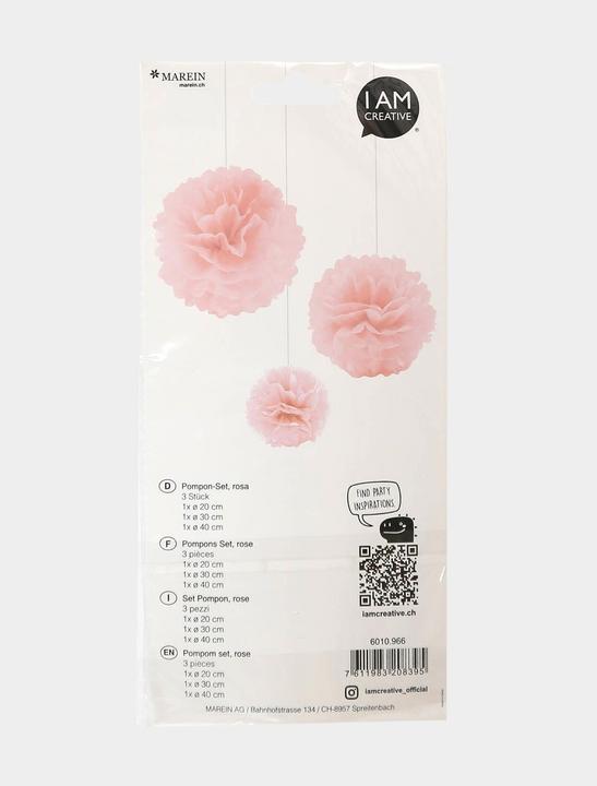 Actual product image I Am Creative Pompom set incl. string (3 pcs.)