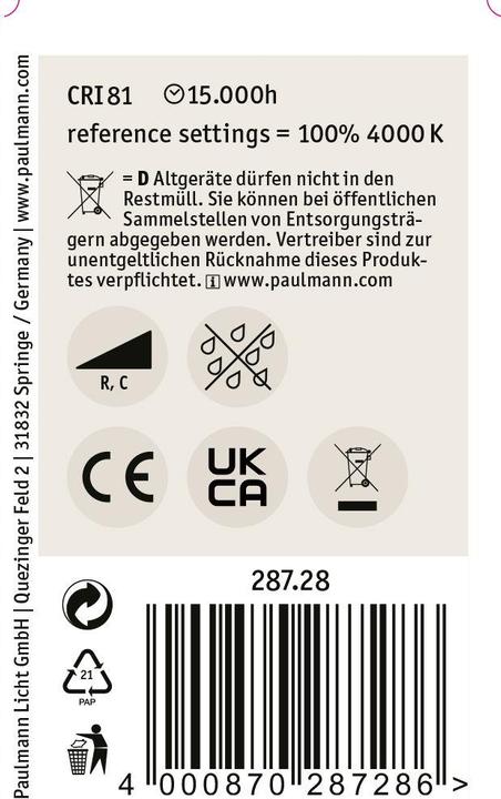 Actual product image Paulmann Drop (E14, 5 W, 470 lm, 1 x, F)