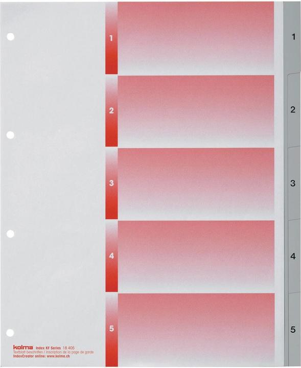 Immagine prodotto Kolma Indice A4 XL forte 1-5 5 pezzi grigio