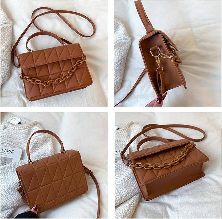 Immagine prodotto Only-Bags.Store Borse a tracolla a quadri solidi, borsa a tracolla con decorazione a catena per tutti i giorni