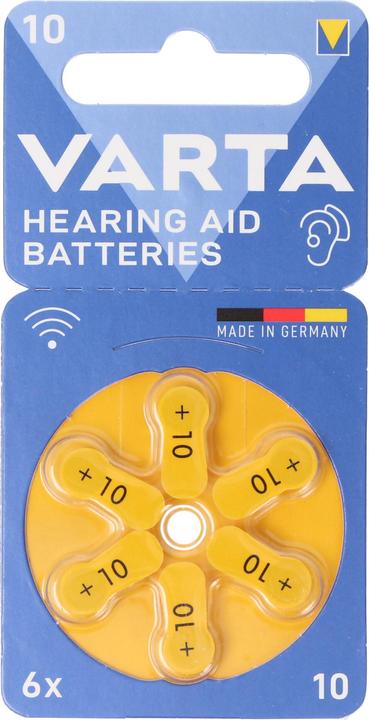 Actual product image Varta Hearing aid batteries type 10 1.4V (6-pack) (6 pcs., PR70, 105 mAh)
