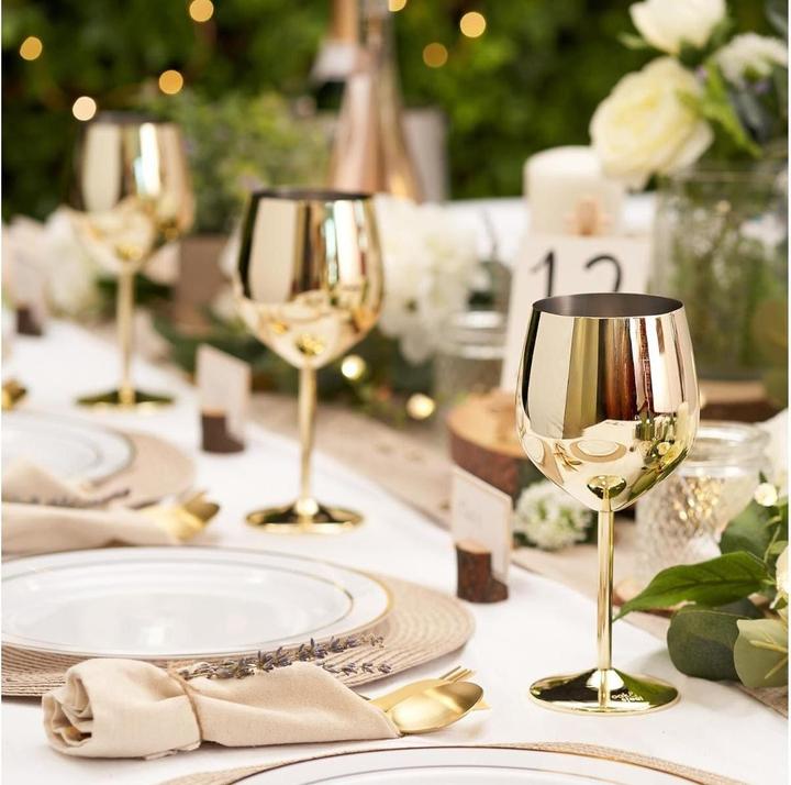 Immagine prodotto Oak & Steel Set di 2 bicchieri da vino in acciaio inox color oro (50 cl, 2 Occhiali, Set di bicchieri da vino)