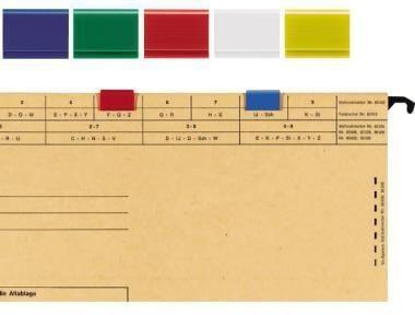 Produktbild Elba Farbige Laschen, aus PVC, zum Aufstecken, rot für vertikale 1 Hängemappen, Maße: (B)20 x (T)5 x