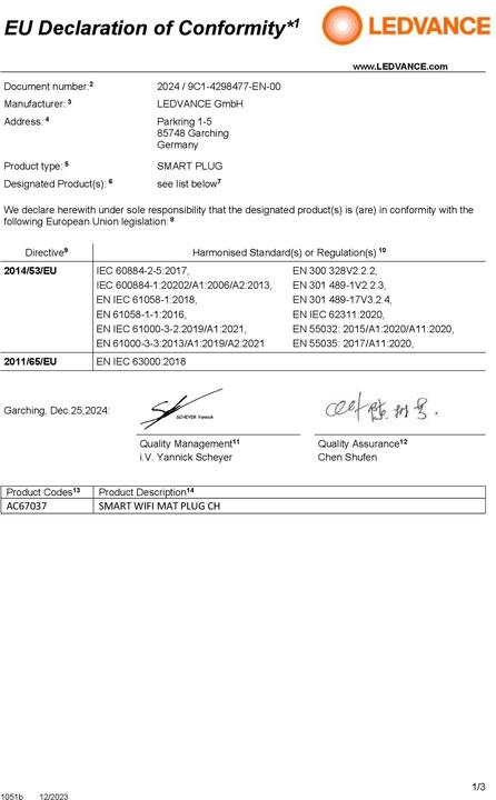 Actual product image Osram Smart+ WiFi Matter Plug