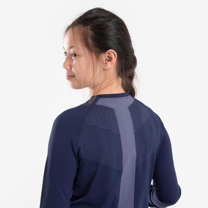 Produktbild Kiprun Laufshirt langarm Kinder atmungsaktiv - Skincare dunkelblau/grau (152)