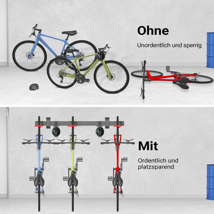 Actual product image Wiltec Bicycle wall mount 3 bikes 82.4x18x13.6cm 150kg Bicycle mount
