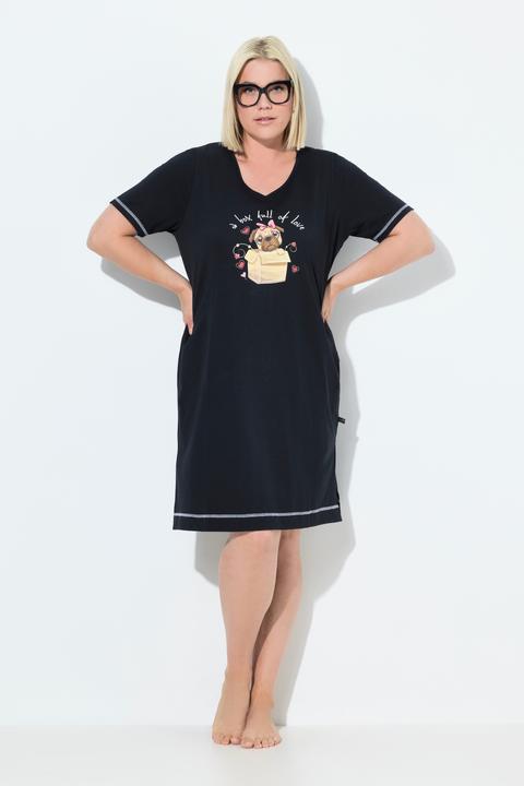 Actual product image Ulla Popken Graphic Short Sleeve V-Neck Sleep Tee (58)