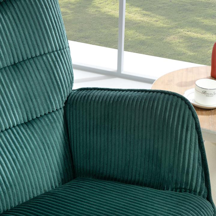 Image du produit Homcom Schaukelstuhl Kord (100% Polyester), Buchenholz, Stahl, Schaumstoff Dunkelgrün