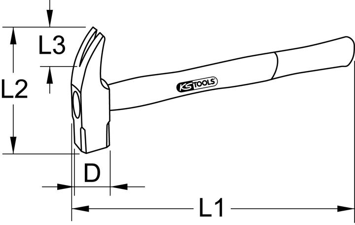 Actual product image KS Tools BRONZEplus claw hammer, handle type hickory, 600 g (600 g)