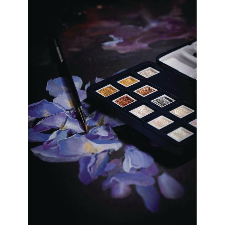 Image du produit Van Gogh Aquarell Pocketbox Metallic 12 (Blanc, Argent, Jaune, Violet, Vert, Or, Cuivre, Bronze, Gris, Rouge, Graphite)