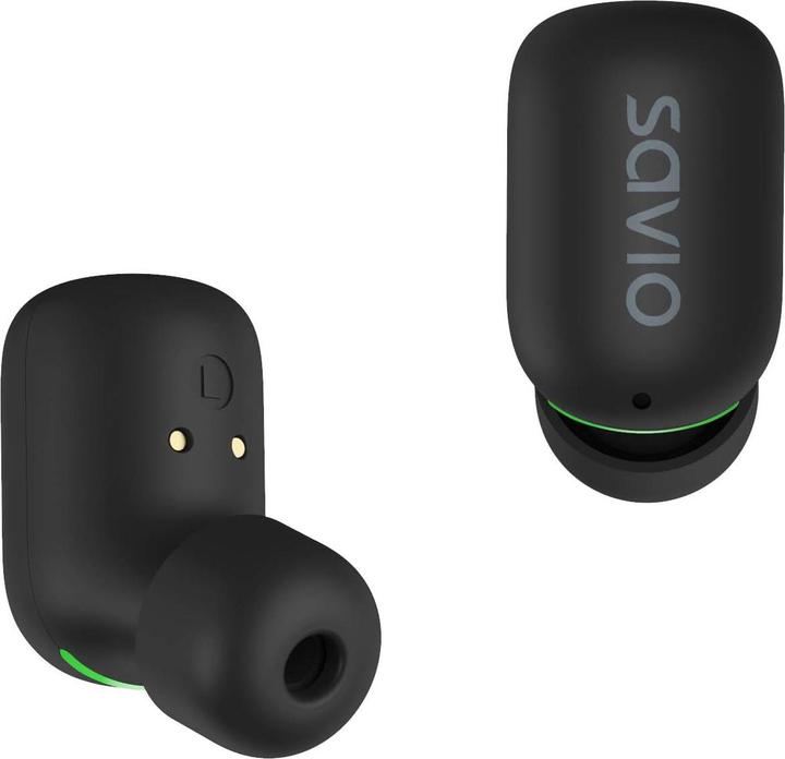 Produktbild Savio TWS-09 IPX5 Kopfhörer & Headset Kabellos im Ohr Musik Bluetooth Schwarz (8 h, Kabellos)