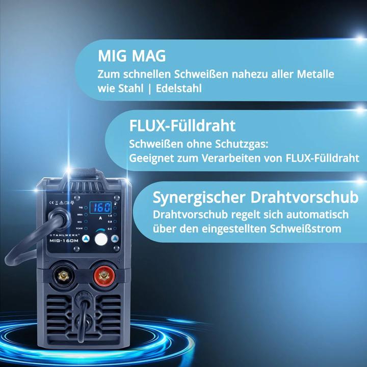 Actual product image Stahlwerk Welding machine MIG MAG 160 M IGBT 5 in 1 combi device with 160 amps