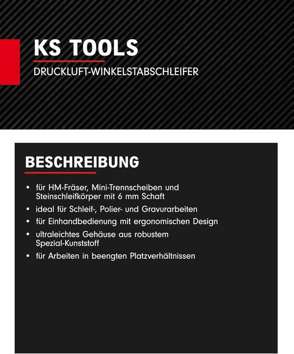 Immagine prodotto KS Tools Smerigliatrice angolare pneumatica, pneumatica, 18000 rpm