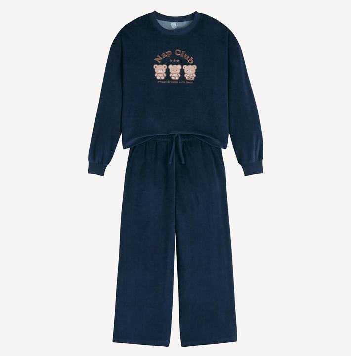 Produktbild La Redoute Collections Samtö-Pyjama mit Bärenmotiv (164)