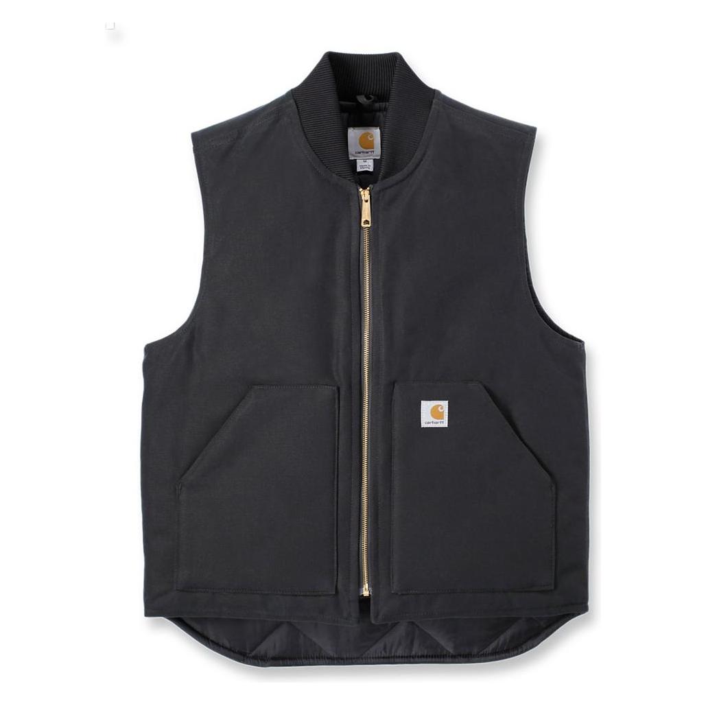 Carhartt, Mannen, Vesten, Relaxed Fit Firm Duck Bodywarmer Zwart - Maat L, Zwart, (L)
