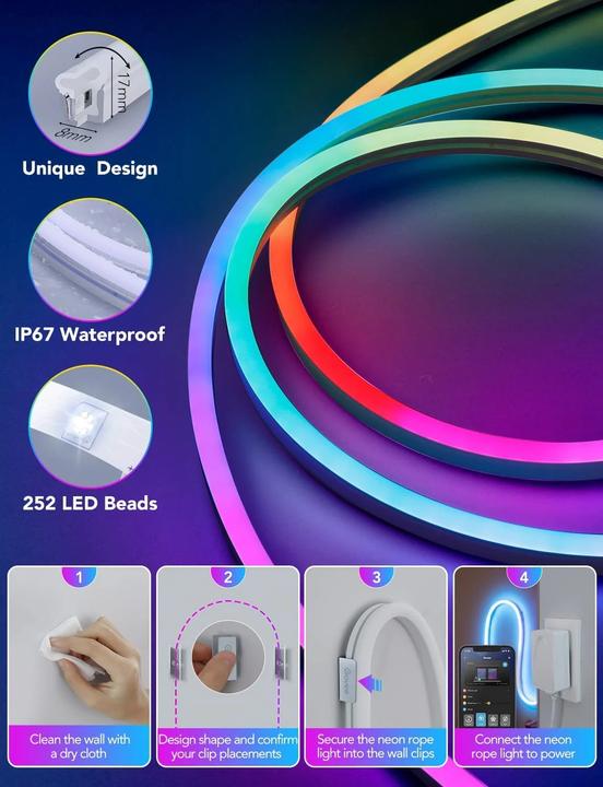 Actual product image Govee RGBIC Neon Rope Light (RGBIC, 200 cm, Outdoor)