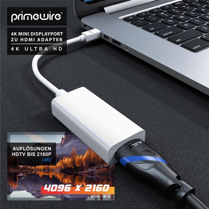 Actual product image Primewire Mini DisplayPort to HDMI Adapter, Ultra HD 4k MiniDP to HDMI Jack Monitor Converter, Adapter Cable (0.17 m, DisplayPort, HDMI)