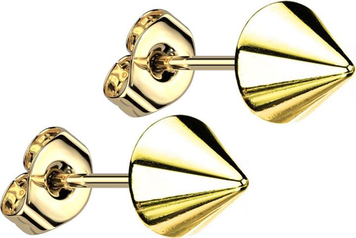 Actual product image Star Piercing Ear studs with cone gold plated (without brass, Surgical steel 316L)