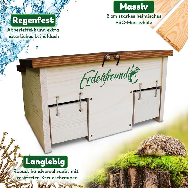 Immagine prodotto Erdenfreund Igelfutterhaus mit Rattenklappe & Napf-Set