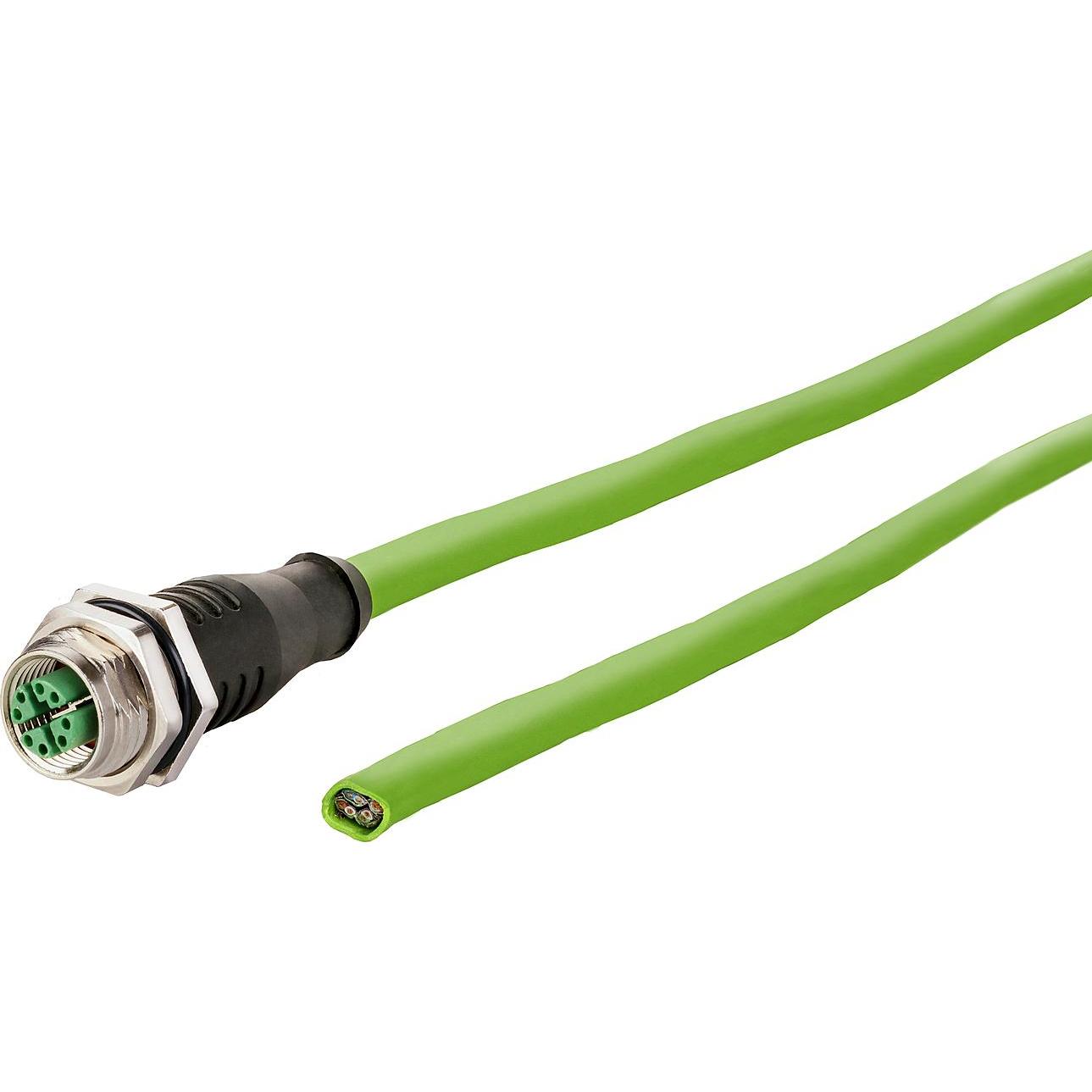 10x Metz Connect 142M2X20005 - 0,5 m - Cat6a - M12 - Grün (0.50 m), Stromkabel