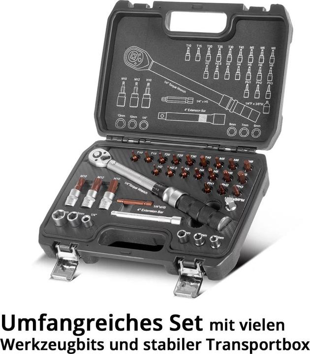 Produktbild Stahlwerk Drehmomentschlüssel-Set 32teilig 1/4" 5-25Nm Ratsche Umschaltknarre (1/4", 5 Nm, 25 Nm)
