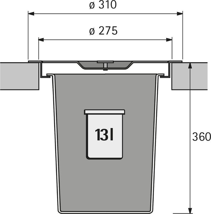 Actual product image Hettich Bin.it Drop HAU Abfallsystem D310mm 13l (13 l)