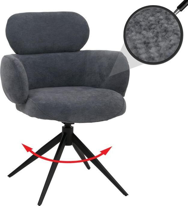 Immagine prodotto Mendler Esszimmerstuhl HWC-O77, drehbar Auto-Return, Stoff (310g/m²) Chenille Öko-Tex – grau-blau