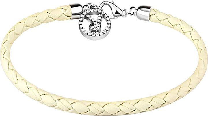 Produktbild Star Piercing Lederarmband weiss geflochten mit Anhänger Playboy Bunny (Messing, Leder)