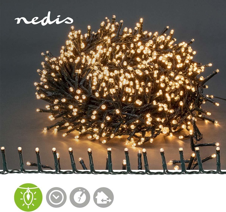Immagine prodotto Nedis Luci decorative | Gruppo compatto | 1200 LED Bianco caldo | 24 m | Effetti di luce: 7 | Interno (24 m)