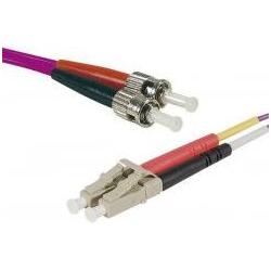 Exertis Connect LWL Patchkabel Eco, 50/125 µm, OM4-Faser, LC Duplex Stecker/ST Duplex Stecker, erika-violet, 2,0 m U (2 ...