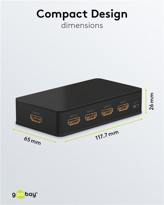 Actual product image Goobay HDMI Switch Box 4 to 1 4K @ 60 Hz