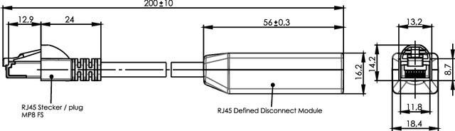 Image du produit Telegärtner RJ-45 – DDCP-Link (SFTP, CAT6, 0.20 m)