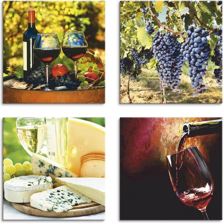 Immagine prodotto Artland Bicchieri di vino rosso, uva, formaggio S6GW (20 x 20 cm)