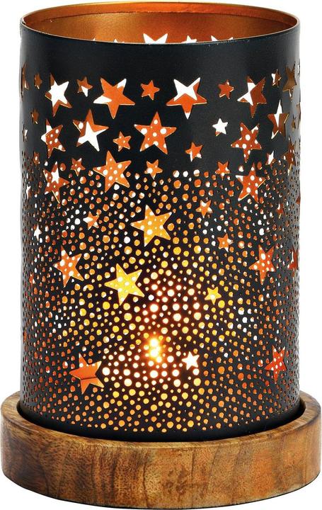 G. Wurm Wind light on mango wood base made of metal black, gold (W/H/D) 10x18x10cm