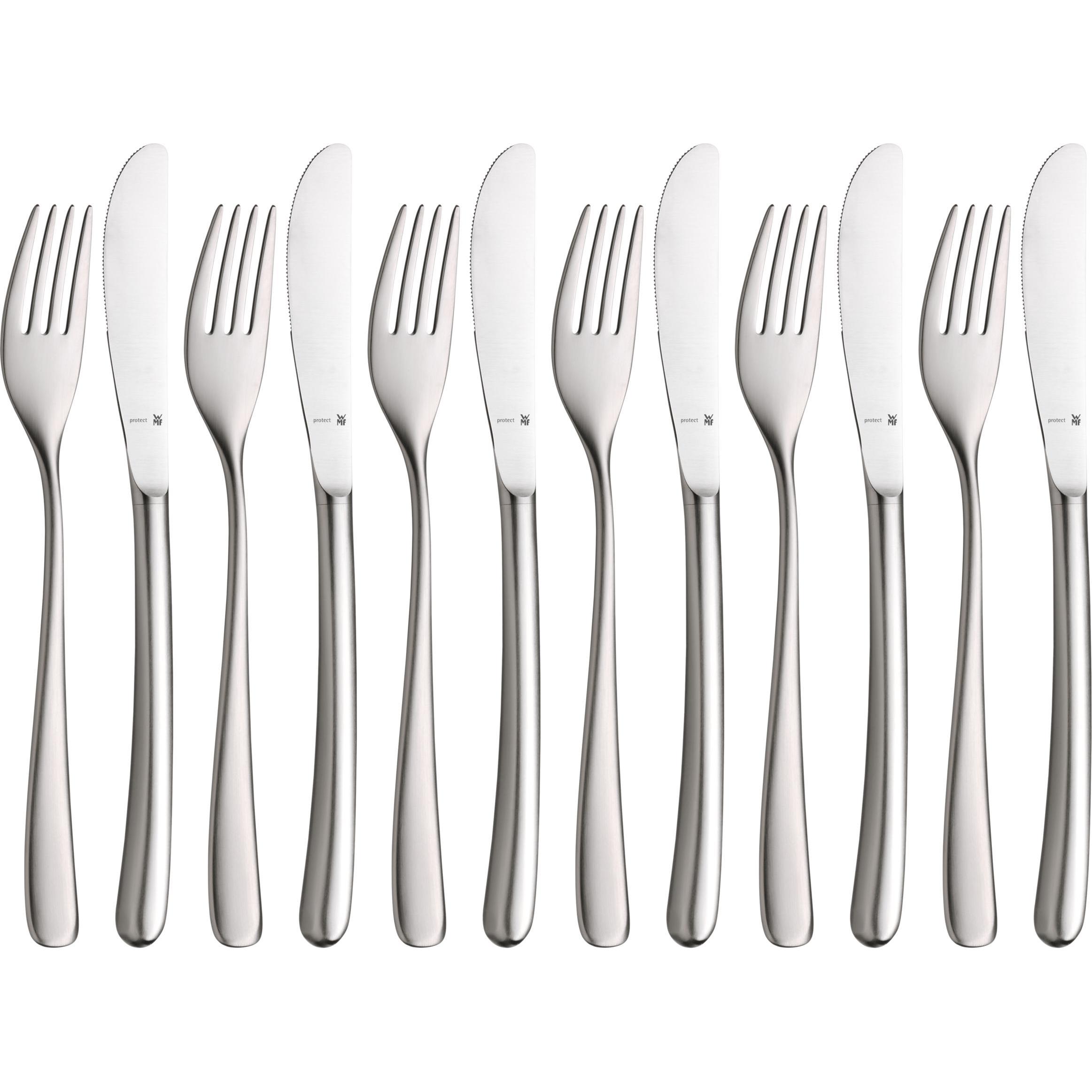 WMF Dessertbesteck 12teilig 6 Personen, Vision Edelstahl mattiert kratzbeständig (12 Stück, Besteck Set) (12.7156.6330)
