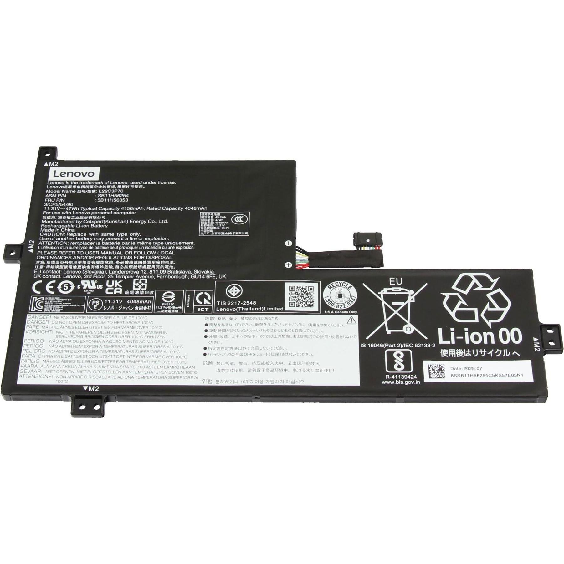 Lenovo 5B11H56354 (3 Zellen, 4156 mAh), Notebook Akku
