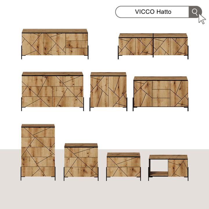 Produktbild Vichy Lowboard Hatto, Eiche, 150 x 60 cm mit Türen und Schubladen