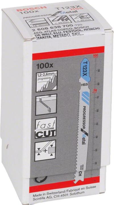 Produktbild Bosch Professional Zubehör PRO Metal thick and thin T123XF Stichsägeblatt, 100 mm, 100-tlg.