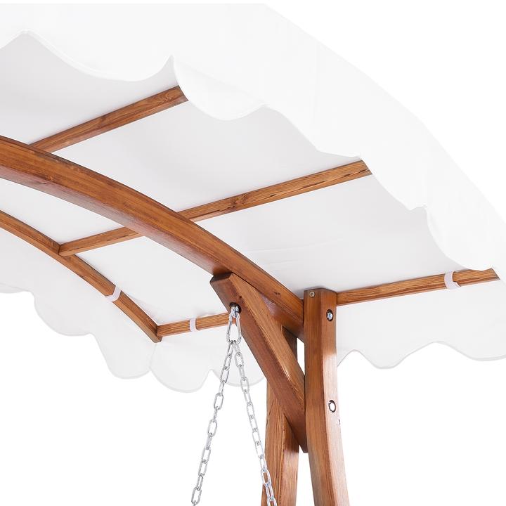 Produktbild Beliani Gartenschaukel Lärchenholz dunkelbraun Sonnendach beige ANDRIA