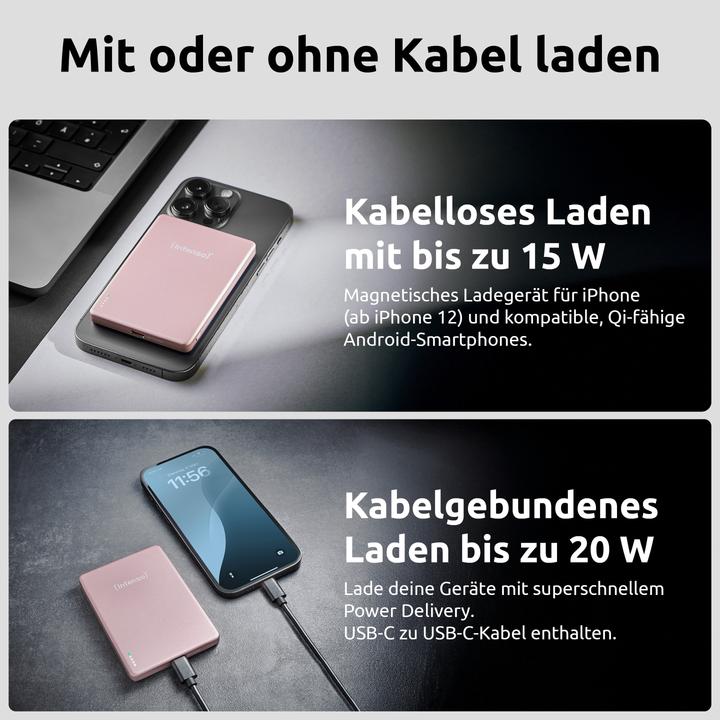 Produktbild Intenso Magn. Wireless Powerbank MW5000 5000 mAh Rosé (5000 mAh, 20 W, 19.25 Wh)
