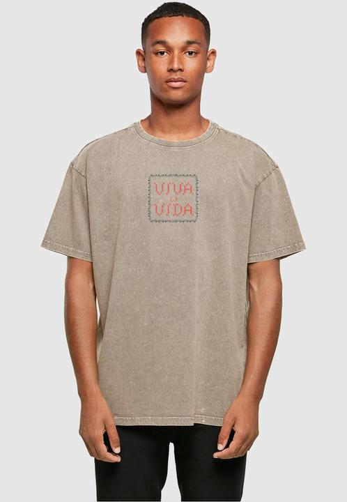 Image du produit Merchcode Frida Kahlo - Pixels viva la vida Acid Washed Heavy Oversize Tee - 118139 (XS)