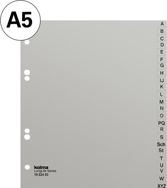 Image du produit Kolma Intercalaire A5 XL haut superstrong A-Z 24 pièces gris