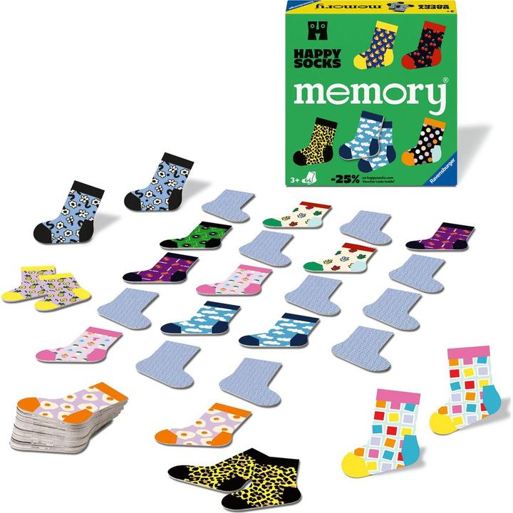 Produktbild Ravensburger 24702 memory® Happy Socks. Der Spieleklassiker in Kooperation mit Happy (Deutsch, Englisch, Französisch, Italienisch, Spanisch, 2 - 8 Spieler)