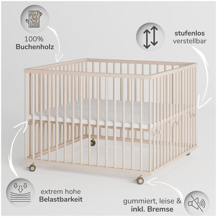 Actual product image Sämann Premium playpen with rungs (100 cm, Beech)