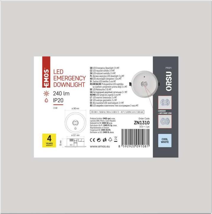 Produktbild Emos LED-Notleuchte 3W 240LM 3H (240 lm)