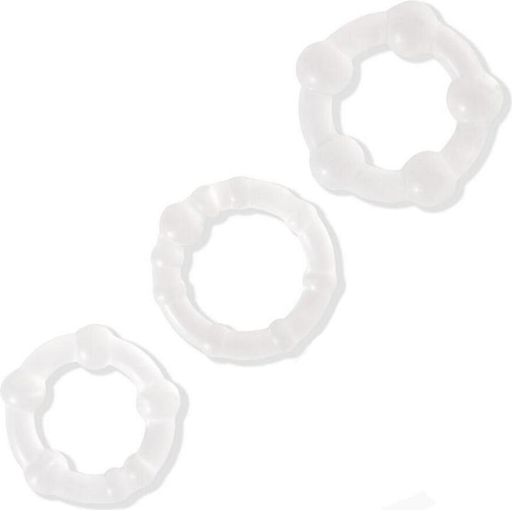 Actual product image Lovetoy 3-Pack Penis Ring Power Plus Triple Clear