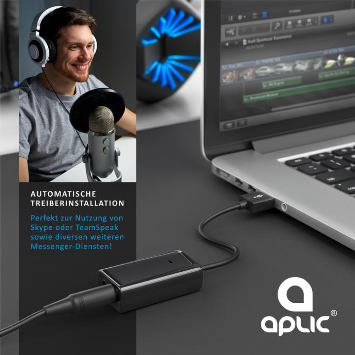 Immagine prodotto Aplic Scheda audio Virtual 7.1 Surround, USB mini esterna, Dynamic 3D Surround, ingresso da 3,5 mm (USB 2.0)